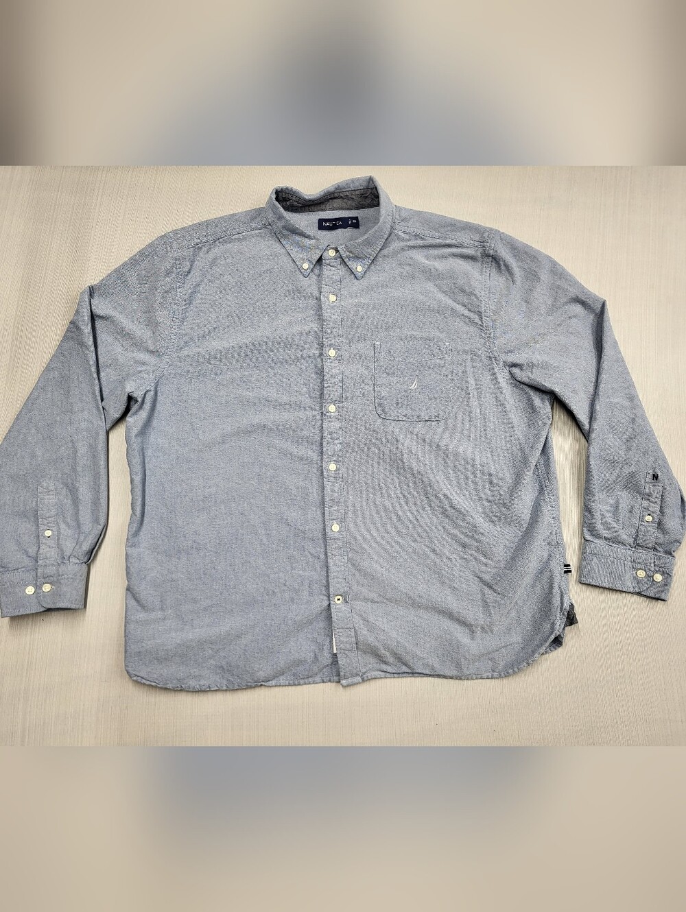 Nautica Men's 3XLT Button-Down Long Sleeve Shirt Solid Light Blue Sportswear Tag